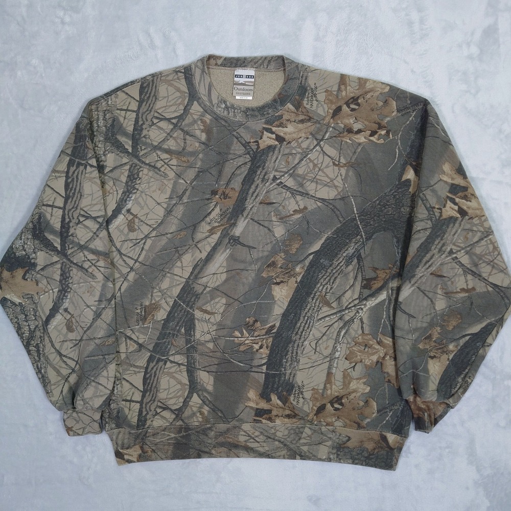 Vintage Jerzees Outdoors Camo Sweatshirt Men 2XL RealTree Hardwoods 90s USA Made